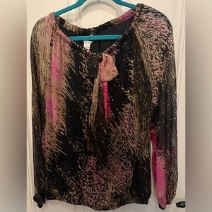 Vintage Diane Von Furstenberg Silk Lined Pink and Black Blouse